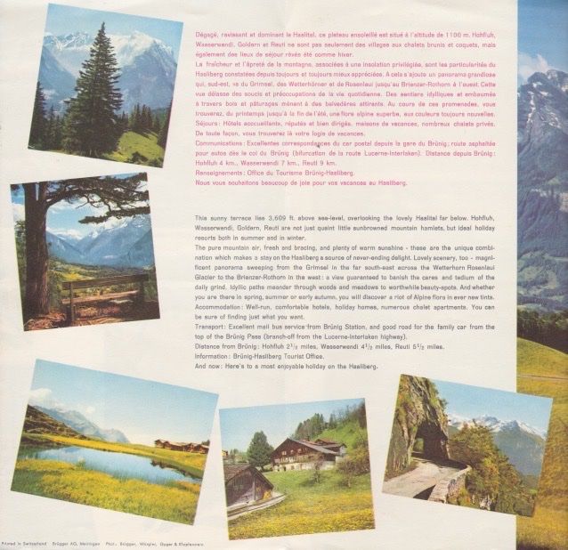 Documenti: Alter Farbprospekt Brünig - Hasliberg. 1966 – Usato da Schlieren venduto da Rapaelli 1