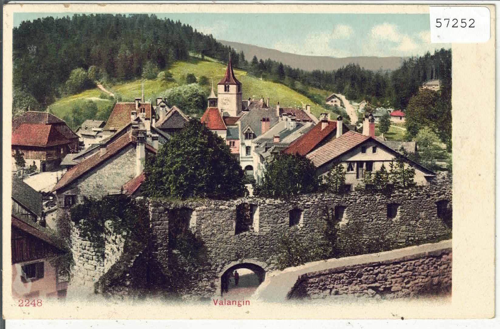 Cartoline postali: Valangin - Vue generale - Litho – Usato da Ettingen venduto da Kartenplanet