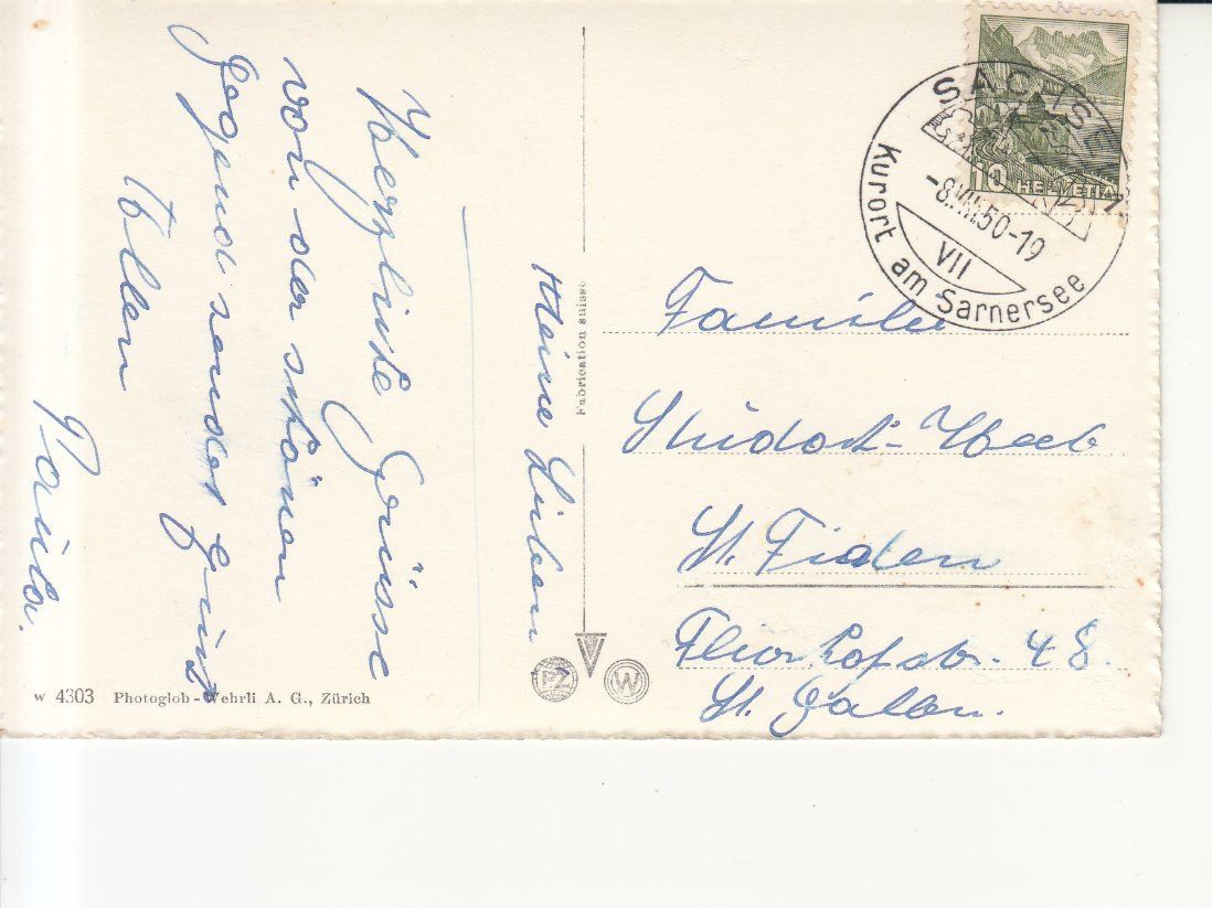Cartoline postali: Flüeli Ranft 1950 – Usato da Bürglen TG venduto da StampGraf 1