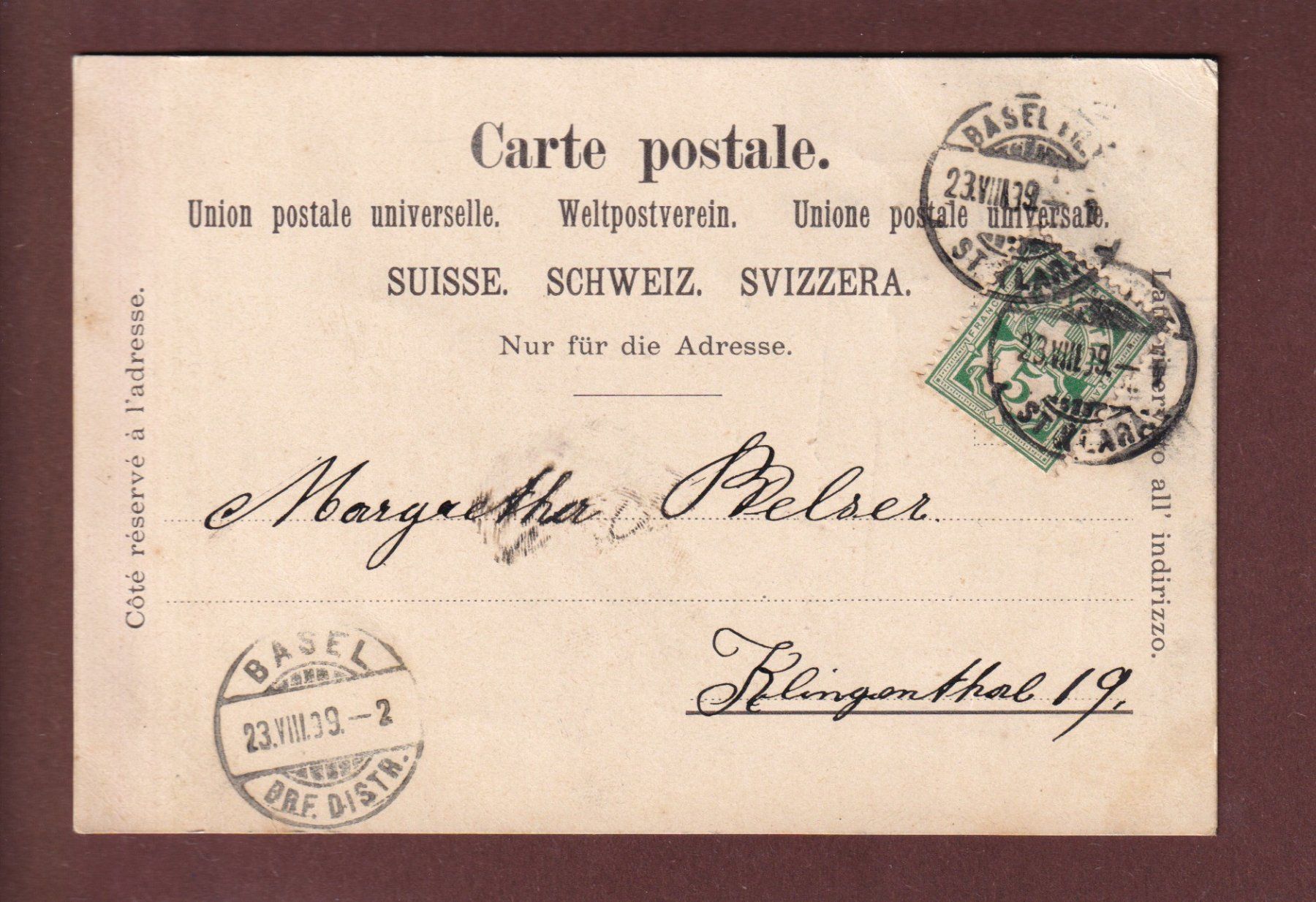 Cartoline postali: BASEL - Turnfest 1899 – Usato da Pully venduto da nicecards 1