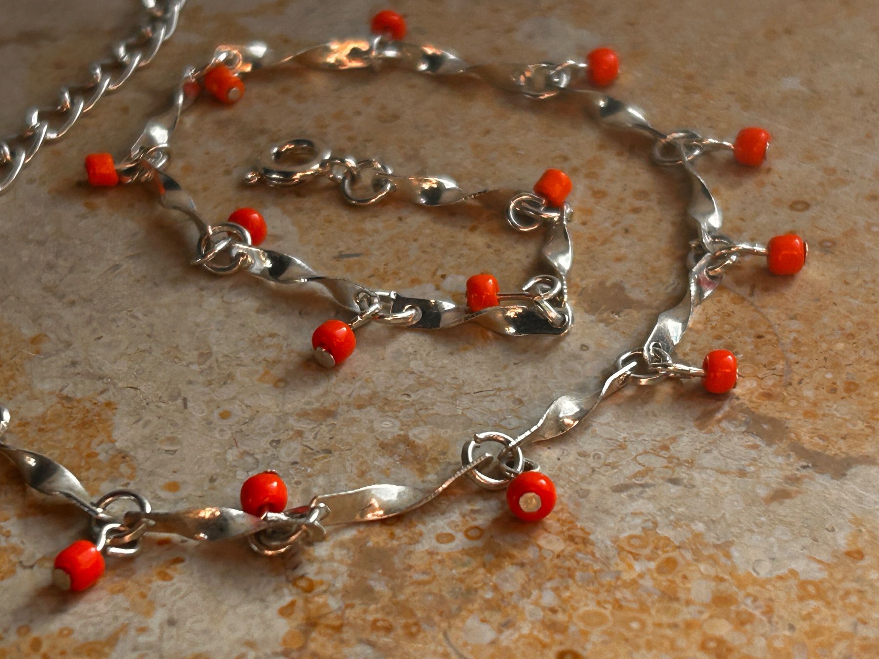 Catenine: Fusskette orange-silber (21-28cm) – Usato da Dittingen venduto da Bellevista 6