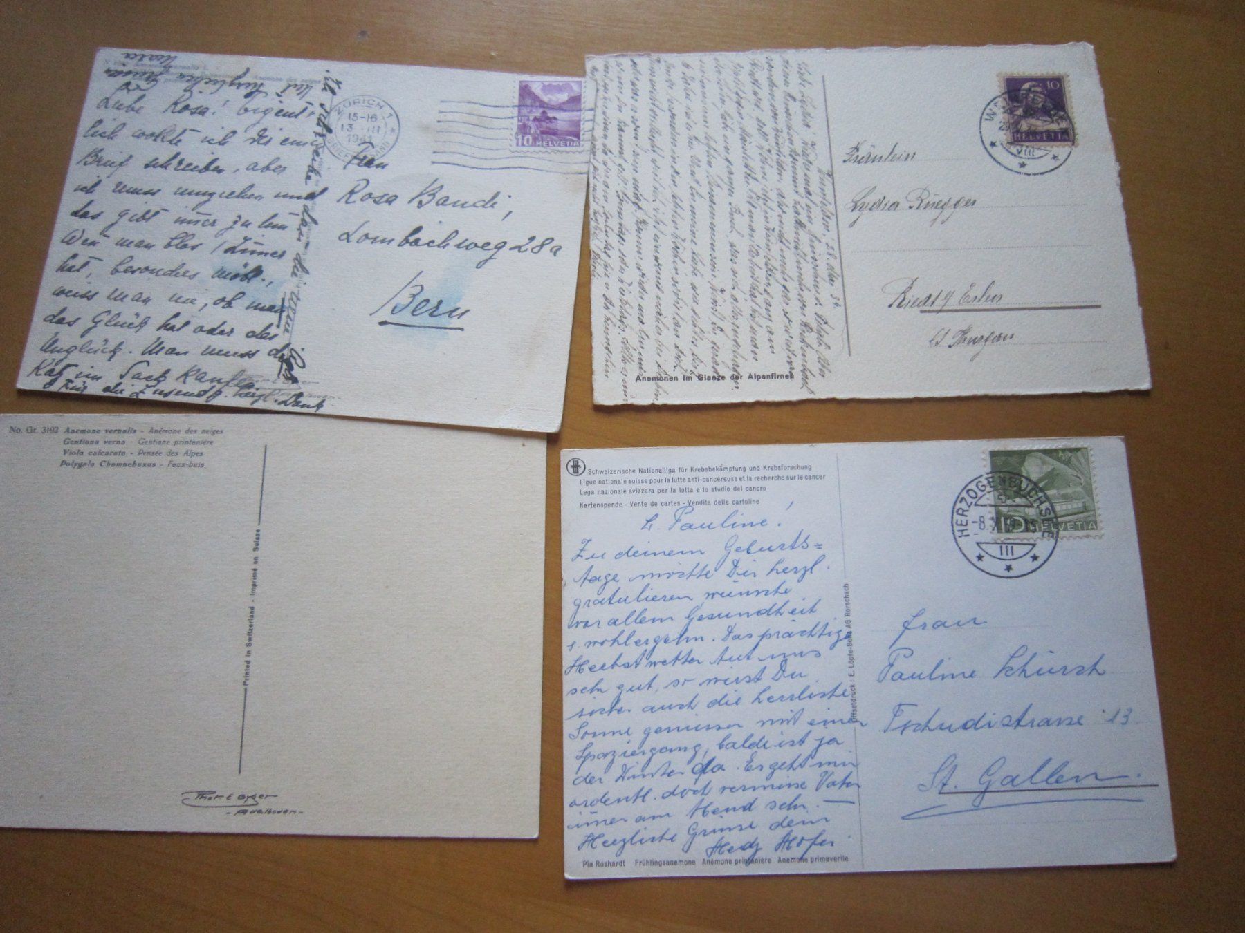 Ansichtskarten: No2 Postkarten Anemonen ab 1934 – Gebraucht aus Gordola von Polentaefung 8