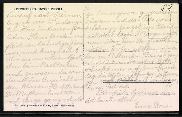 Ansichtskarten: AK Steinerberg, Hotel Rössli – Gebraucht aus Berlin von bartko-reher 1