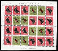 1953 JOZ41* *Kehrdruckbogen Pro Juventute postfrisch (15775)