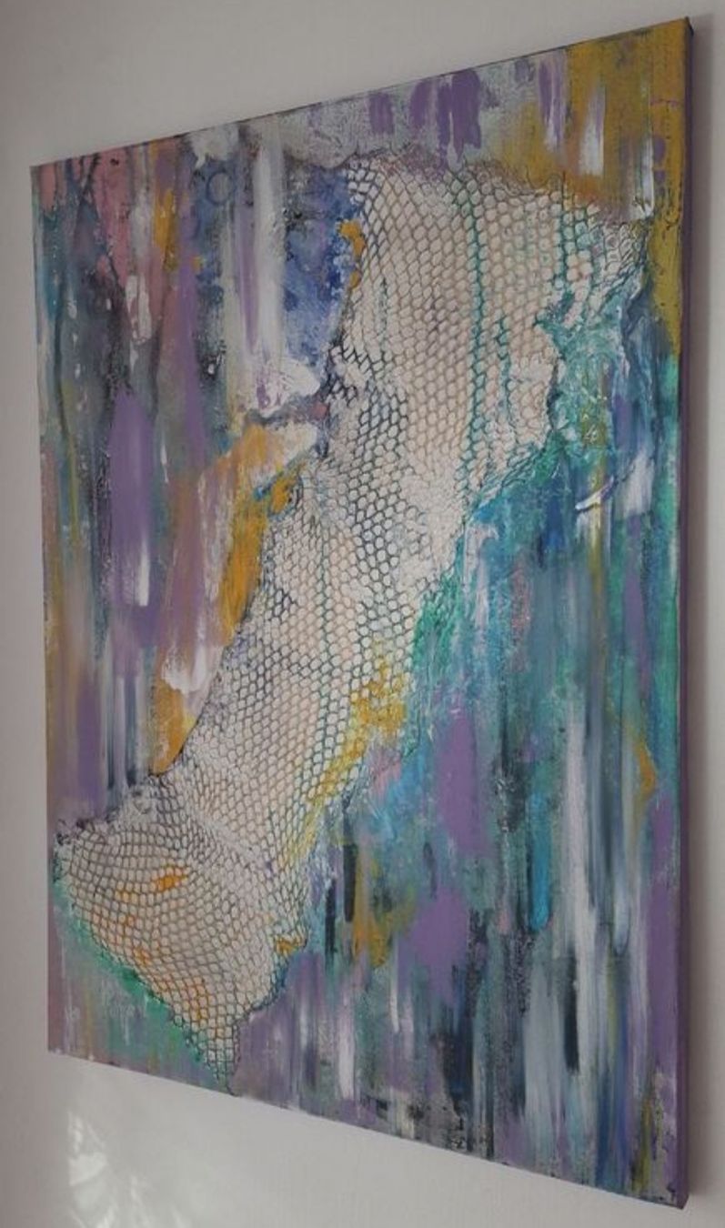 Gemälde: Gemälde "Netz" handmade 50×70 – Neu (gemäss Beschreibung) aus Riehen von Steinbock1970 2