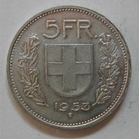 007 CH, 5 FRANKEN 1953 B, ABART, SILBER, vz