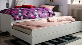 IKEA SLÄKT Bettgestell, Unterbett, mit 2 Matrazen, 90x200 cm
