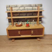 Vintage Puppenstube - Wohnzimmer Kasten und Regal Vintage