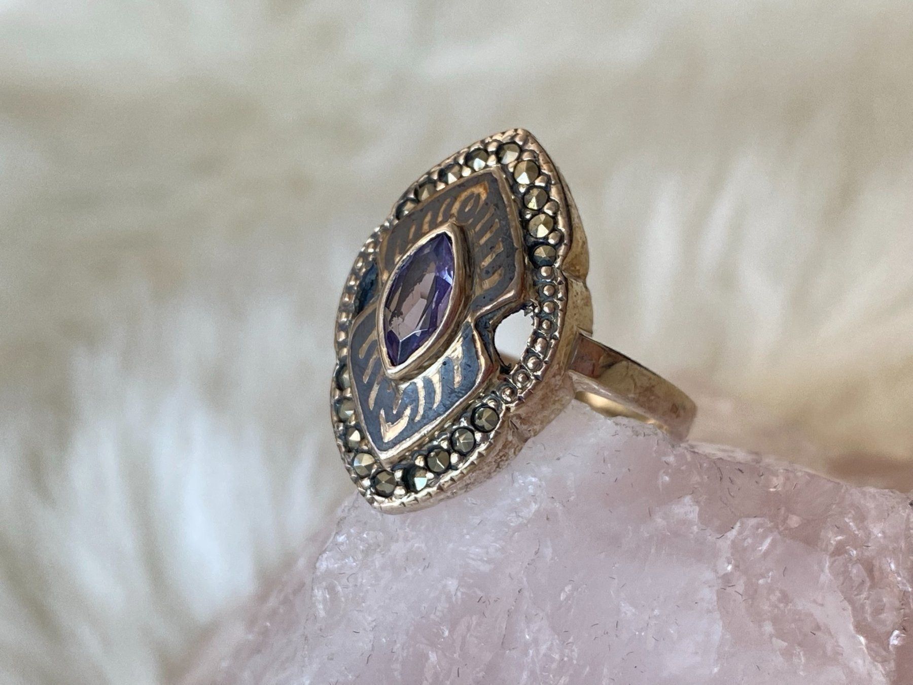 Anelli: Ring Silber 925 mit lila Stein – Usato da Istighofen venduto da Ringparadies 1