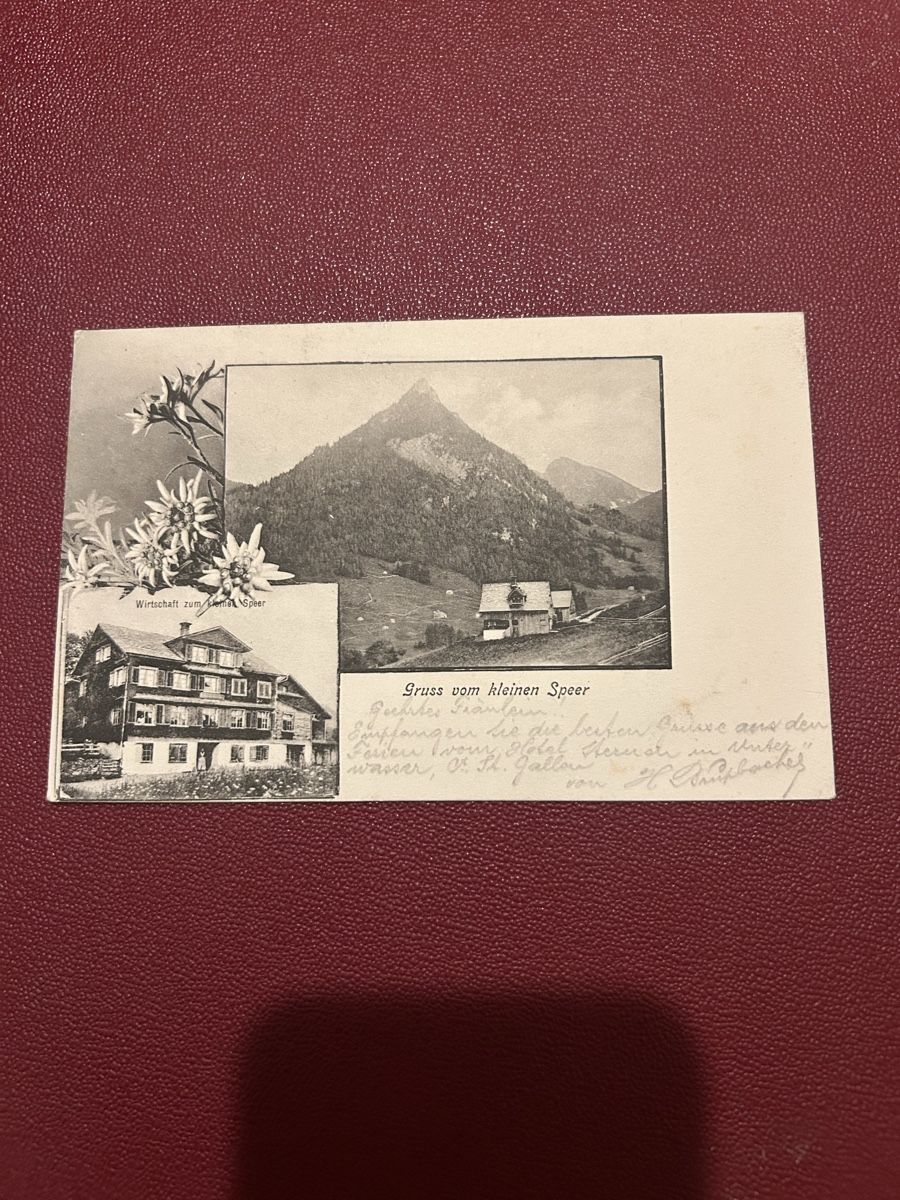 Cartoline postali: Gruss vom kleinen Speer, Nesslau 1908 – Usato da Breganzona venduto da Milesbo