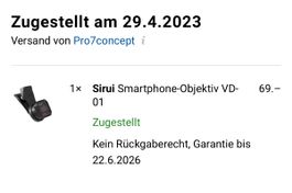 Sirui VD-01 Smartphone-Objektiv - Top Zustand, wenig benutzt