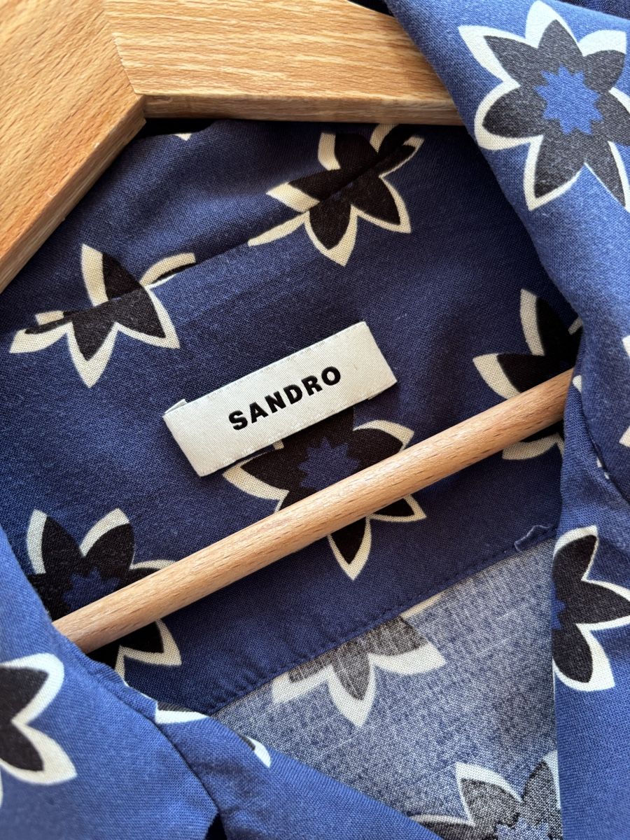 Sandro Camicie: Sandro Paris Herrenhemd Blau mit Blumenmuster Gr. M – Usato da Vevey venduto da LeDressingChic 2