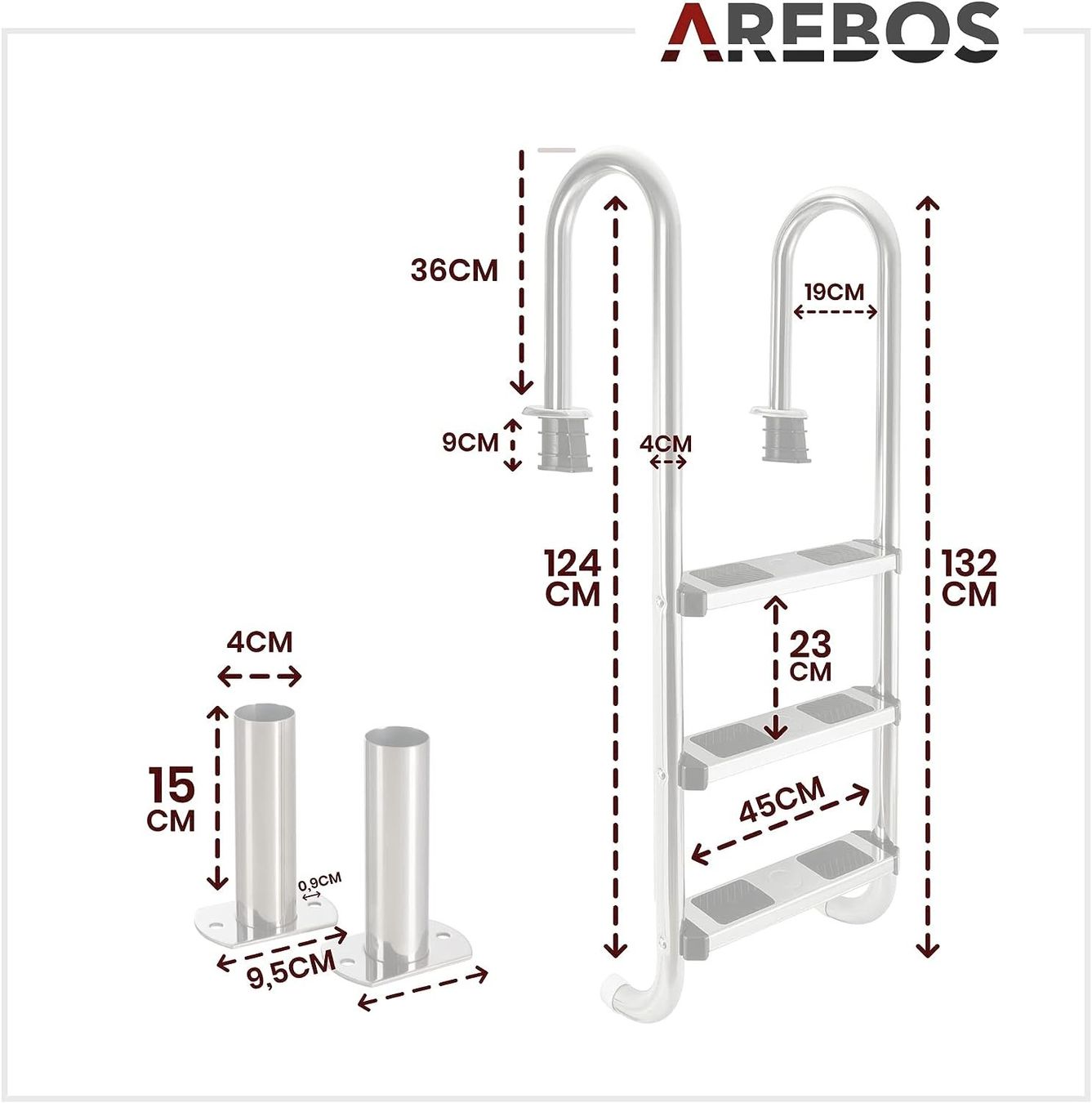 Scale: AREBOS Poolleiter 3 Stufen – Nuovo e nell'imballaggio originale da Bottighofen venduto da zaap 6