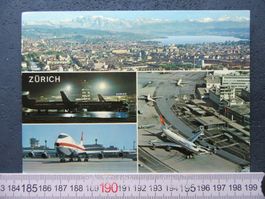 ZÜRICH + KLOTEN FLUGHAFEN JUMBO B747 LUFTBILD 1976 AK ZH