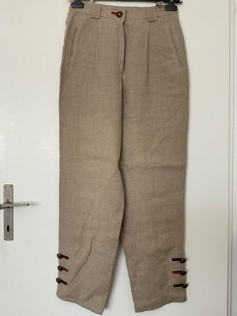 100% Leinen Trachten Hose Gr 40 (s. Masse) beige, mit Futter
