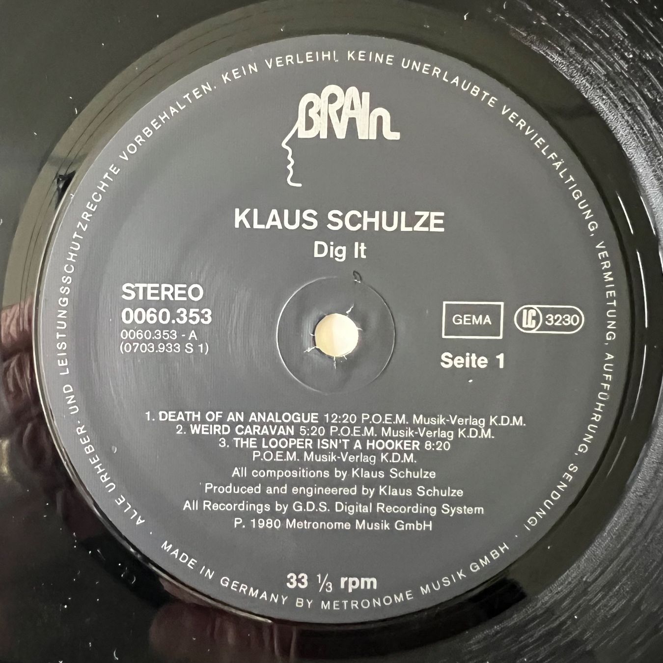 Dischi in vinile: Klaus Schulze - Dig It / D-Press. 1980 - TOP – Usato da Gais venduto da soundcave57 2