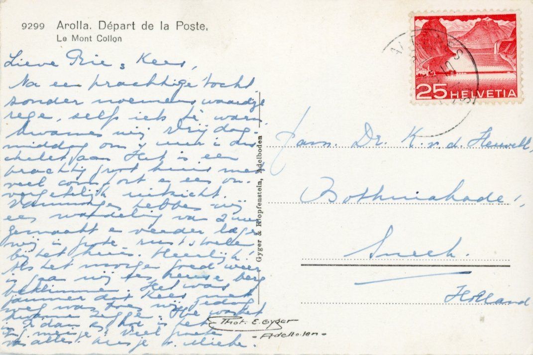 Cartes postales: Arolla  VS  -  Départ de la Poste / mulets    en 1955 – D'occasion à Brig par Valcards54 1
