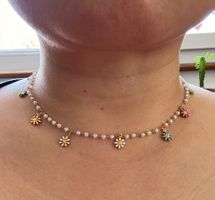 Floral and white bead necklace