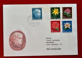 PRO JUVENTUTE SATZ 205 - 209 ORTS FDC RÜSCHLIKON ZÜRICH 1964