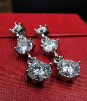 Boucles d'oreille argent diamants de moissanite de 1,8  ct