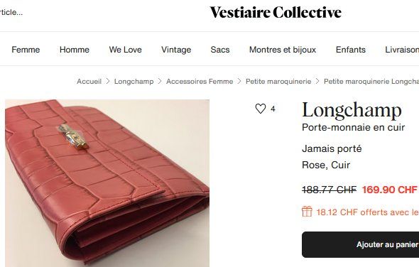 Longchamp Portamonete: Portefeuille Longchamp Roseau Geldbörse – Usato da Collonges venduto da arashee 2