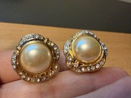 Ohrringe mit Perlen und Kristallen Vintage
