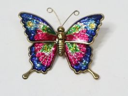 Vintage 60's Emaille Schmetterling Brosche 70's Email NOS