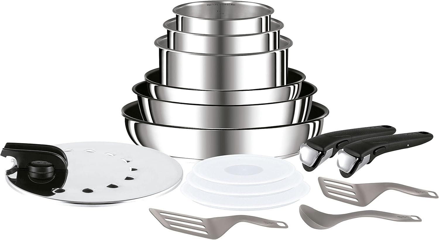 Tefal Padelle: Tefal Preference Edelstahl-Set 15-teilig L94096 – Nuovo e nell'imballaggio originale da Brütten venduto da Trinity_ch