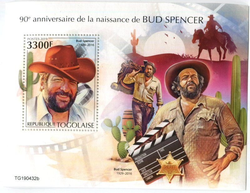 Tutti i francobolli: Block "Bud Spencer". Togo – Nuovo e nell'imballaggio originale da Basel venduto da Butsch5