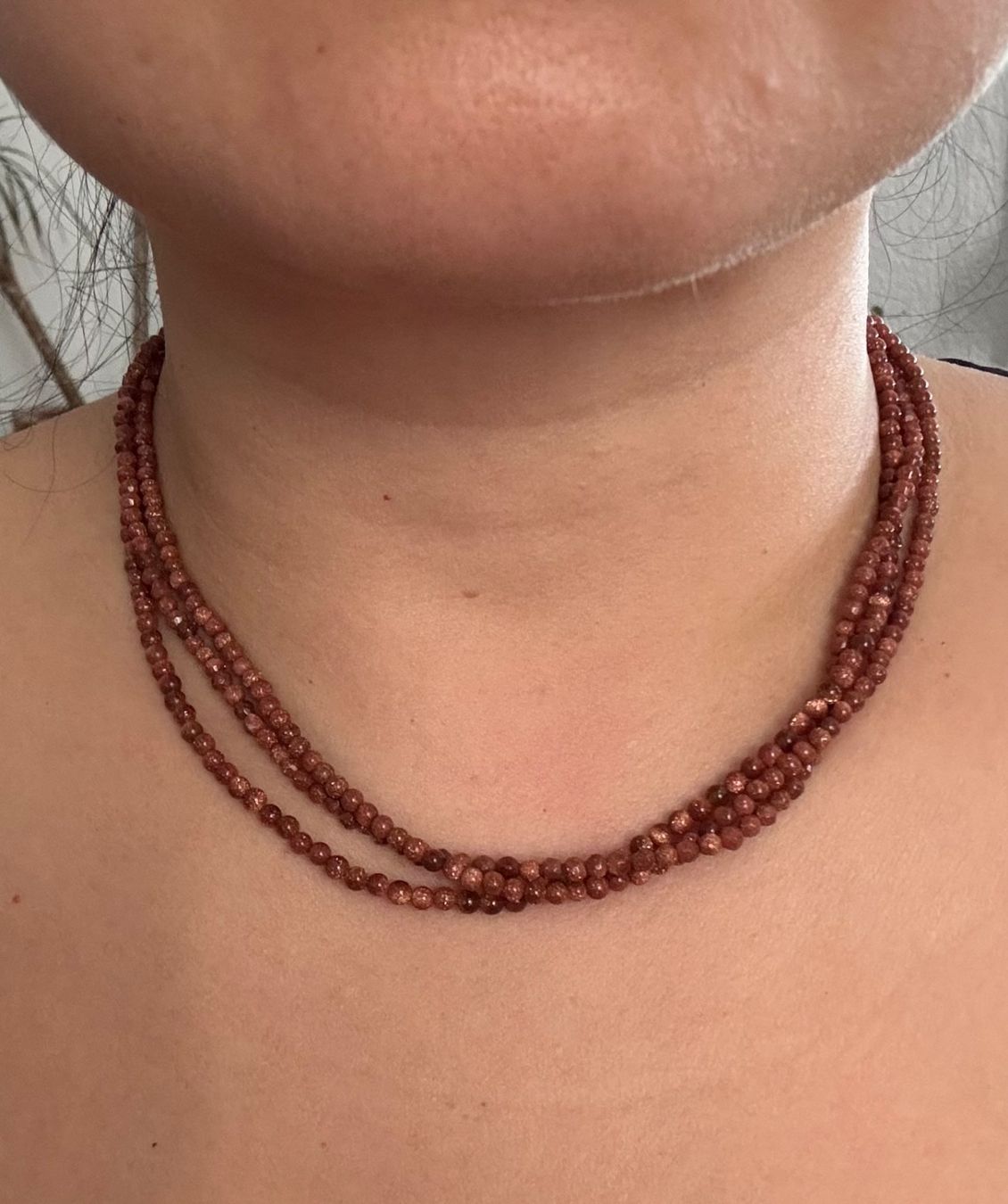 Catenine: Gorgeous shimmering sandstone multi strand necklace – Usato da Zürich venduto da kri_zhv2