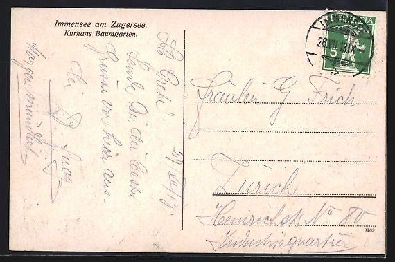 Cartoline postali: Immensee am Zugersee, Kurhaus Baumgarten – Usato da Berlin venduto da bartko-reher 1