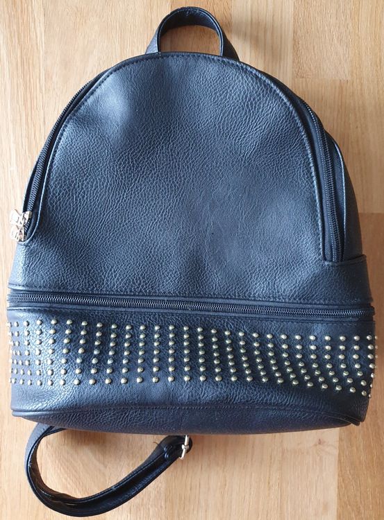 Petit Sac à Dos Rampage - Simili Cuir Noir - Femme - Style Urbain