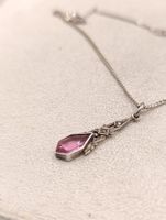 Jugendstil 925er Silber zerte Anhänger mit Spinell an Kette