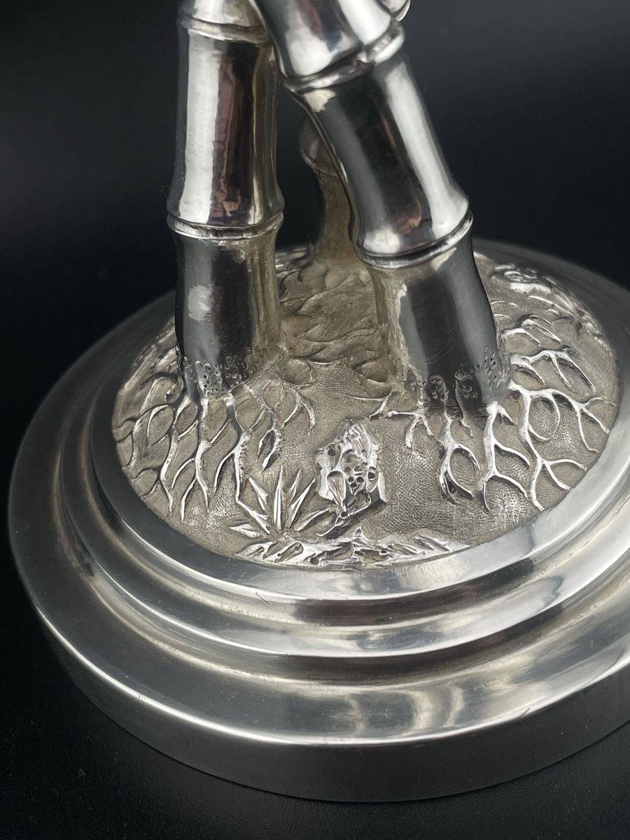 Bicchieri: Chinese Export Silver 19th - Antique Bamboo&Dragons Chalice – Usato da Genève venduto da PepitesdAlor 4