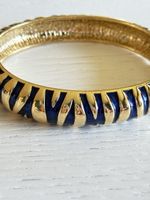 RETRO 1950-70 Blaue Emaille Gold Armreif,Top Zustand!