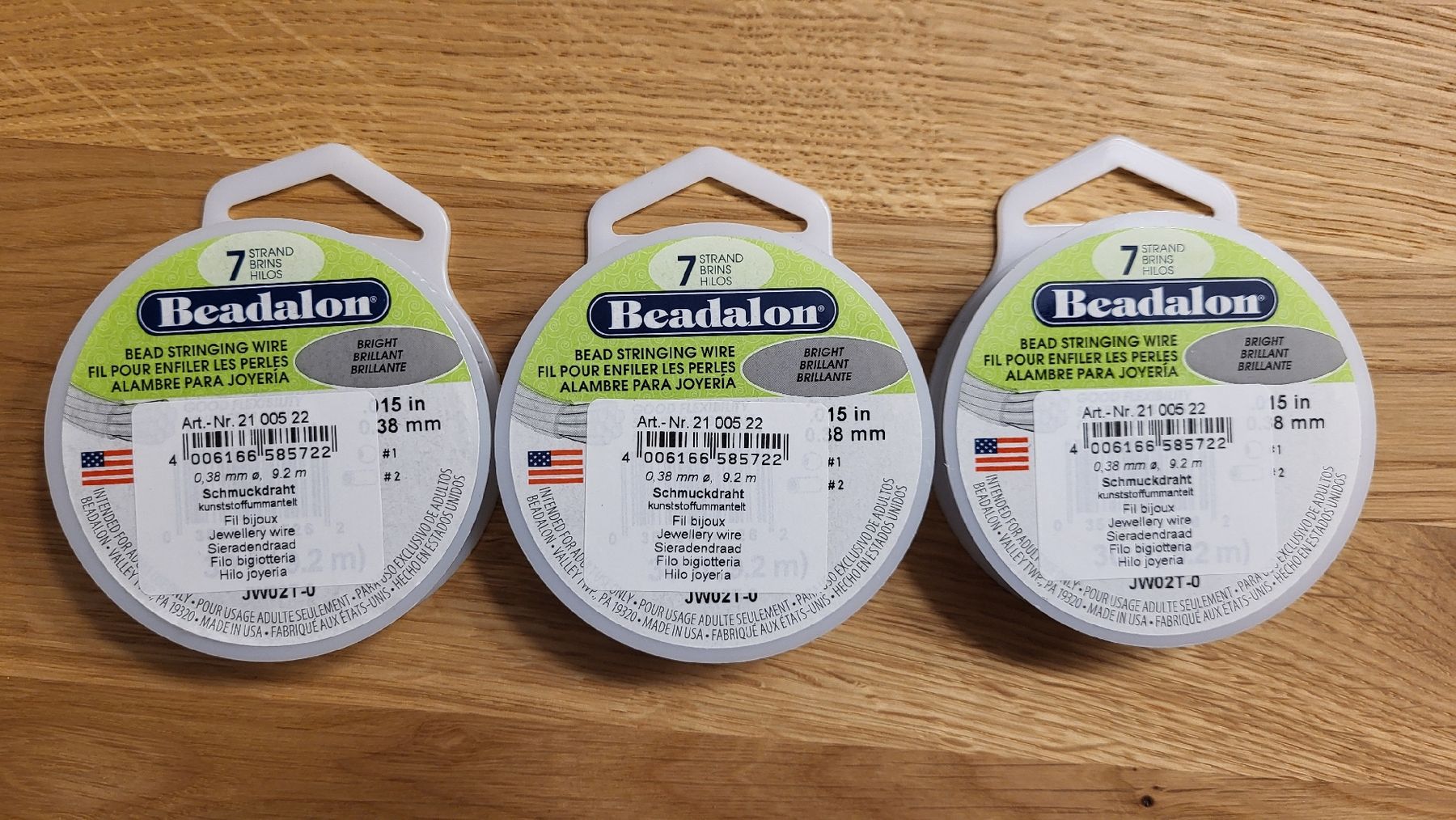 Perle (finte): Beadalon Schmuckdraht Set, 3 Rollen 0.38  – Nuovo e nell'imballaggio originale da Strengelbach venduto da diawit