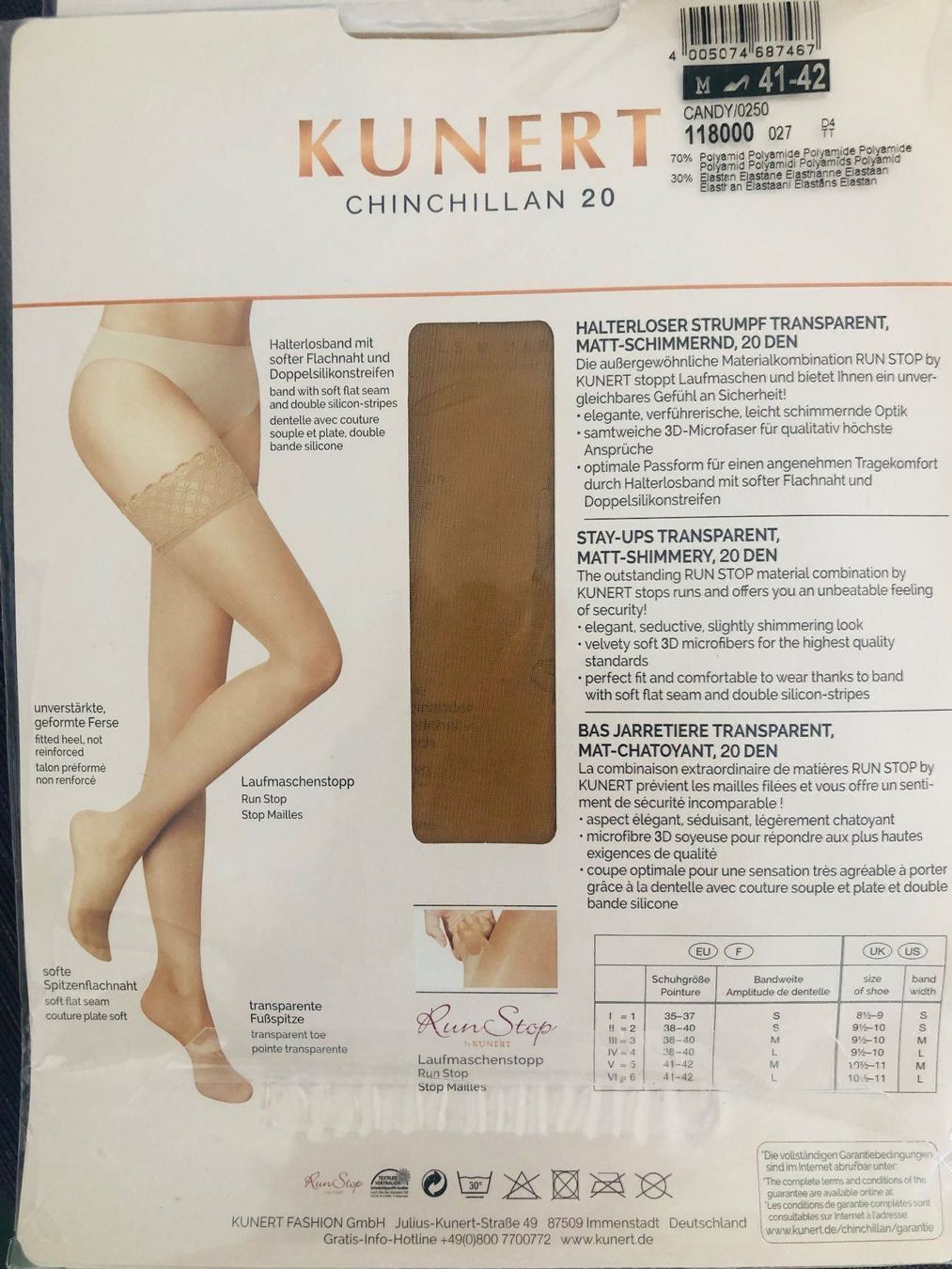 Kunert Calze & Collant: Strümpfe Chinchillan 20D / 25 Fr. – Nuovo e nell'imballaggio originale da Zumikon venduto da DamenFashionShop 7