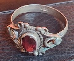 Bague argent 925 avec pierre rouge occasion