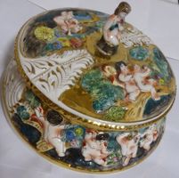 WUNDERSCHÖNE CHERUB-PORZELLAN-CAPODIMONTE-SCHÜSSEL,22 x 9CM