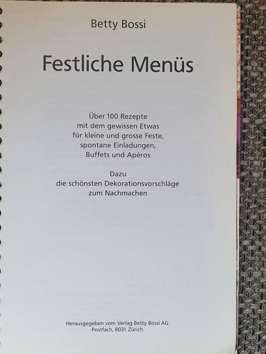Libri: Betty Bossi Festliche Menüs – Usato da Langnau am Albis venduto da jer_pm72 1