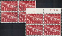 Flugpost 1946, Viererblock F41 ** und  gest., 450.-