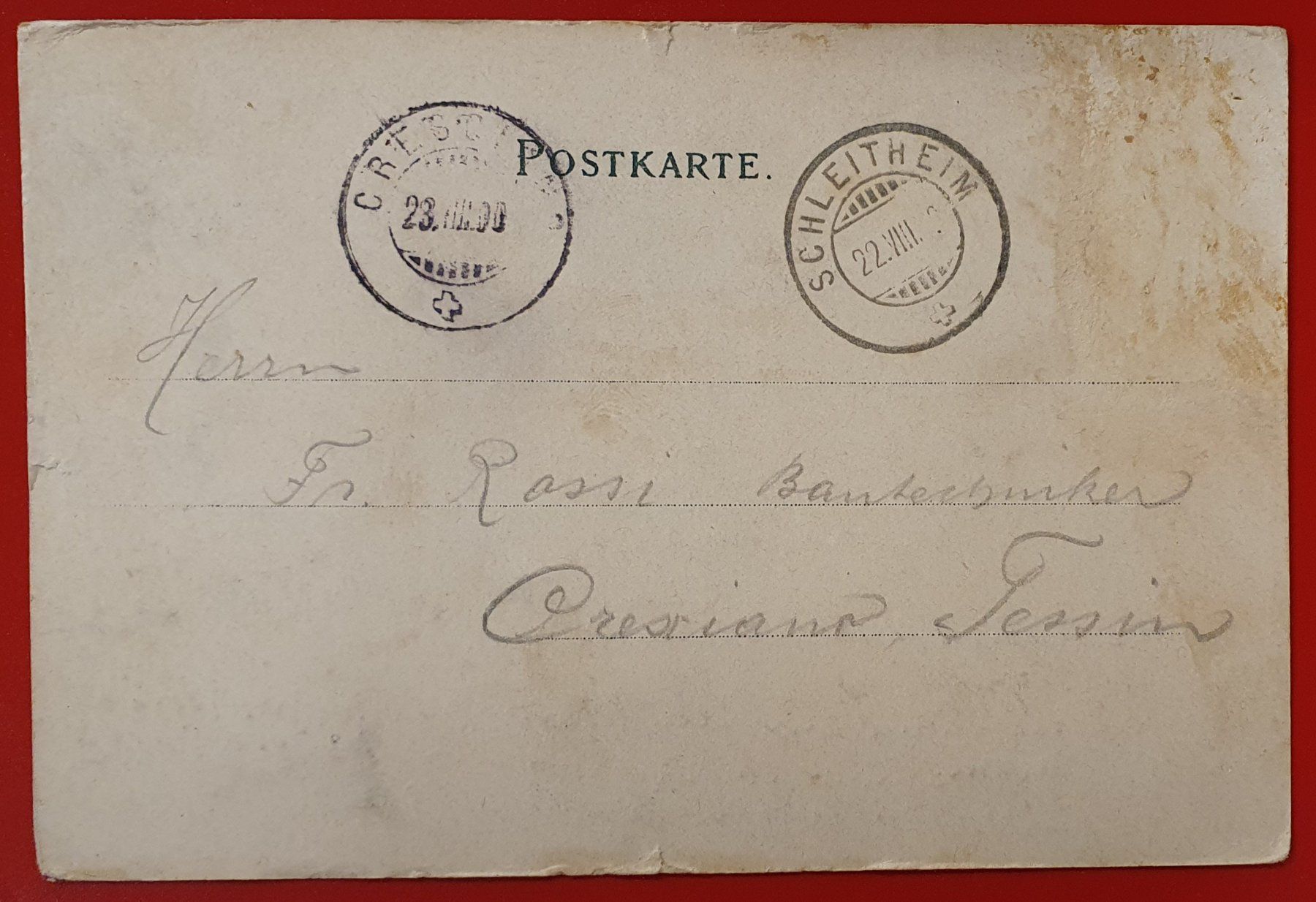 Cartoline postali: Gruss aus Schleitheim,  Gasthaus Post – Usato da Kreuzlingen venduto da Rschweiz1 1