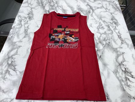 Rotes Tank-Top mit Rennauto-Motiv, Grösse 128, Top Zustand