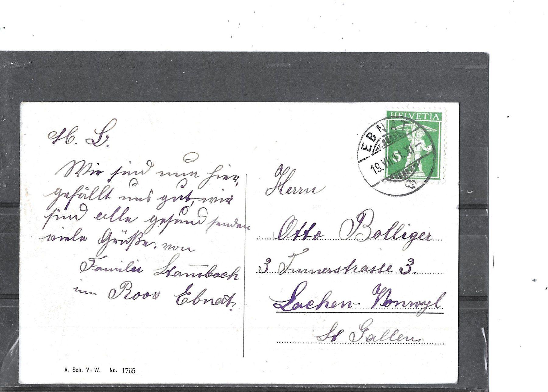 Cartoline postali: SG Ebnet 1911 Hauptstrasse – Usato da Schocherswil venduto da Wilare 1
