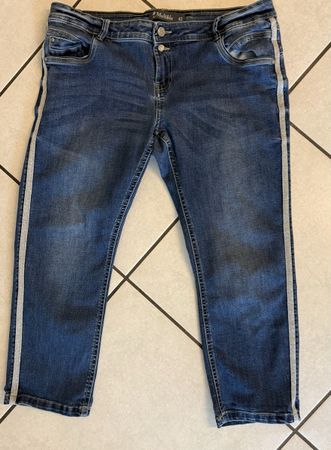 Multiblu Jeans Gr. 42, 3/4 lang mit Glitzerstreifen -