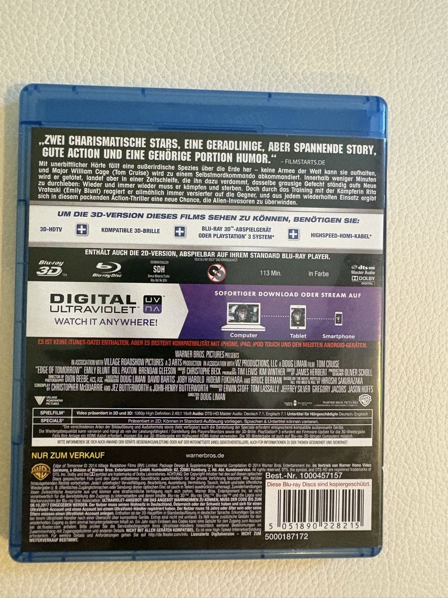 Tutti i DVDs: Edge of Tomorrow Live Die Repeat Blu-ray – Usato da Bäretswil venduto da redt 1