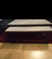Top Zustand: 2er Set Couchtische, Eiche Optik, Metall 55