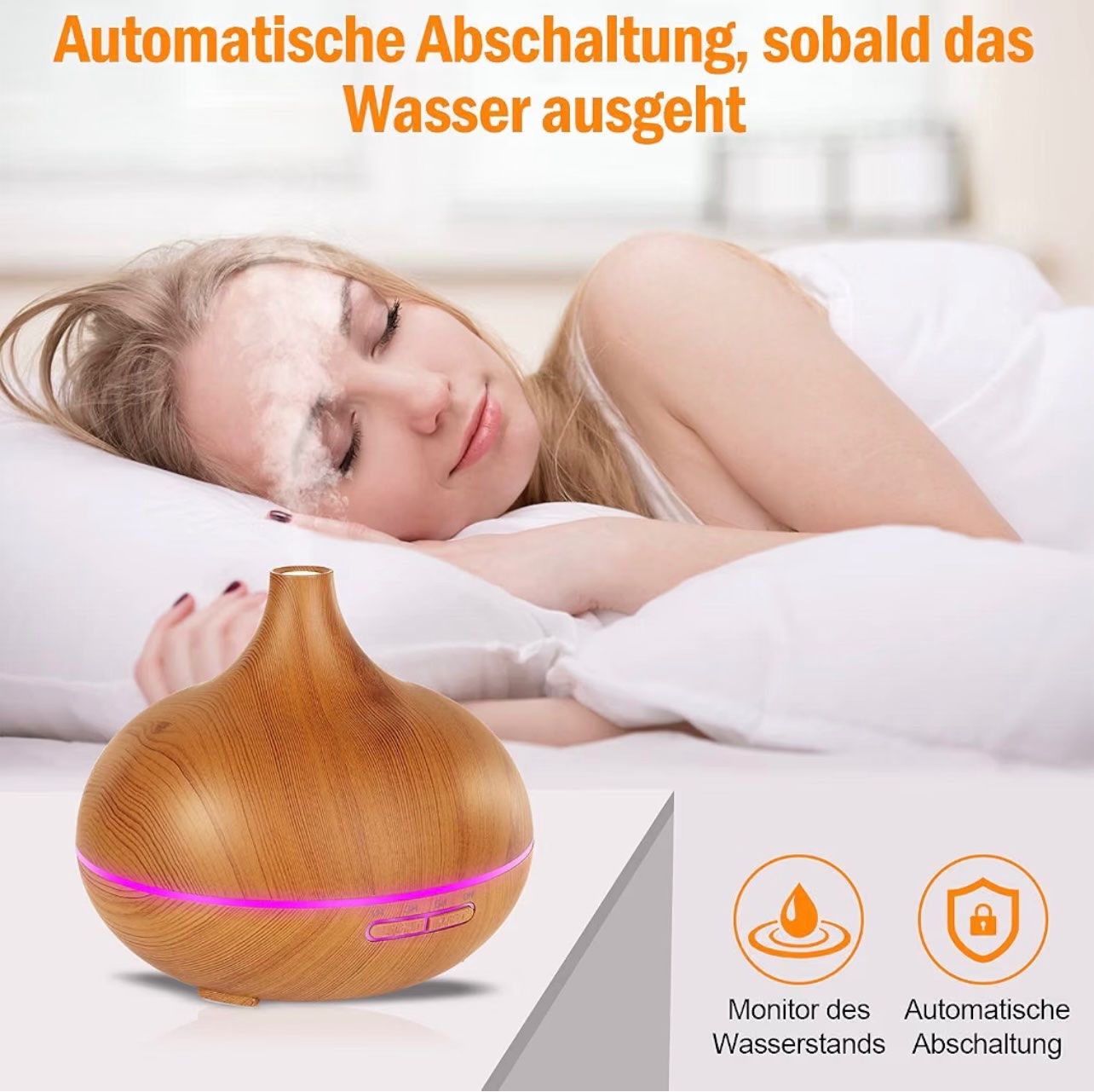Duftöldiffusoren: Aroma Diffuser 550ml braun Holzoptik LED Licht – Neu und originalverpackt aus Basel von Seifehuesli 6