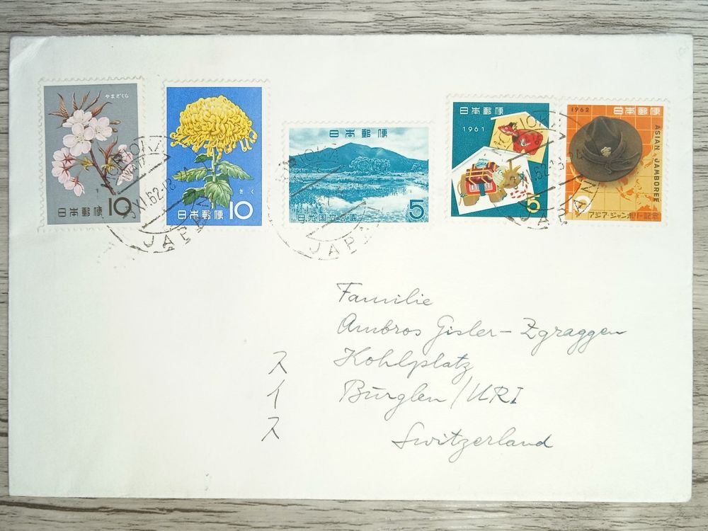 TR70 Carte Postale + Timbre Japon 1961 (Gebraucht) In Cousset Für CHF 6