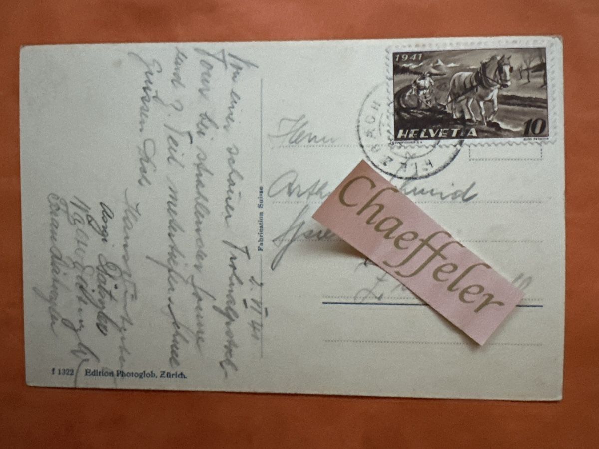 Cartoline postali: 1941 Thalalpsee oberhalb Obstslden – Usato da Zürich venduto da Chaeffeler 1